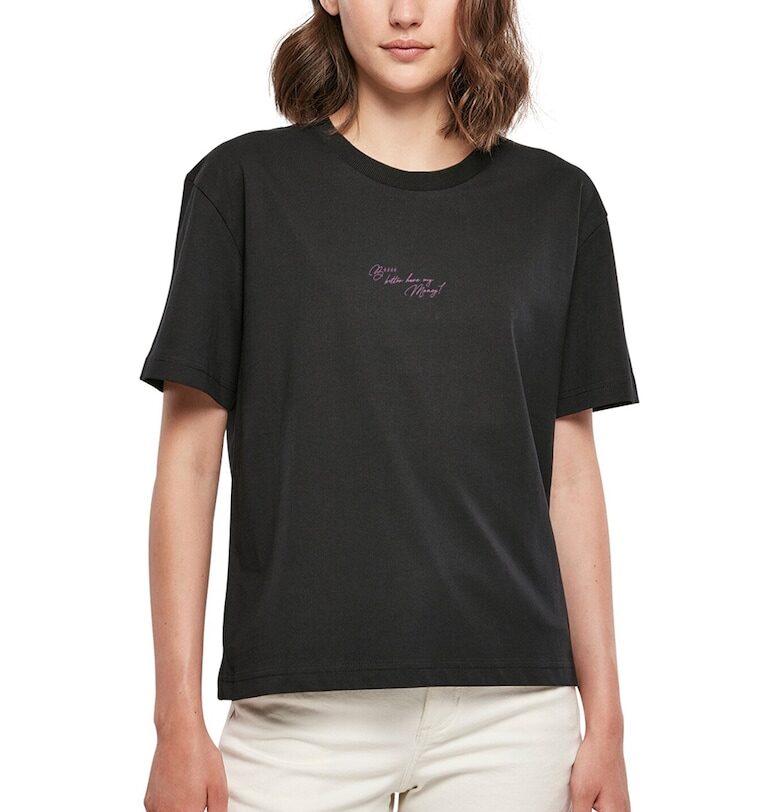 Тениска с овално деколте и графична шарка на гърба Mister tee