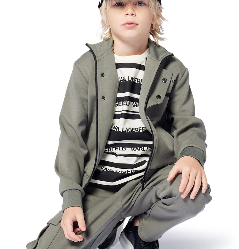 Тениска с овално деколте и десен KARL LAGERFELD KIDS