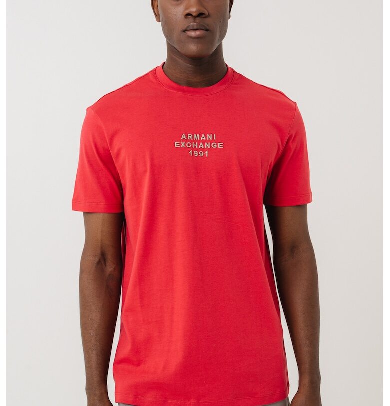 Тениска с овално деколте и лого ARMANI EXCHANGE