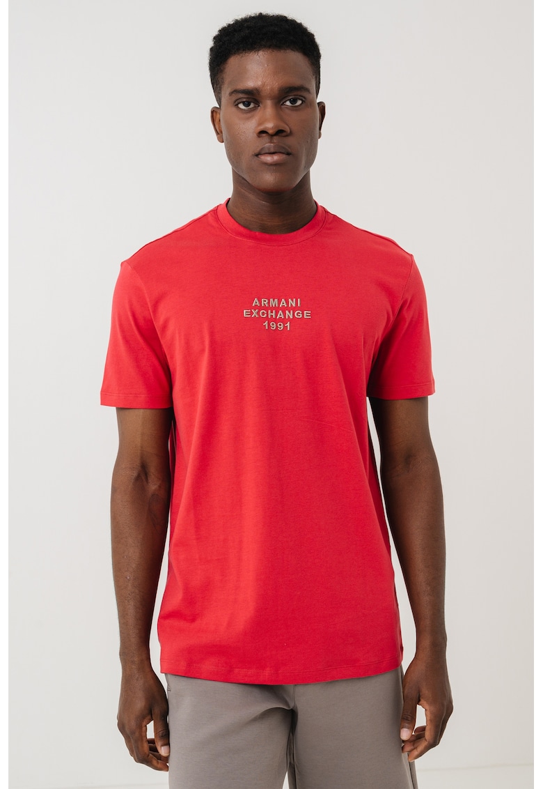 Тениска с овално деколте и лого ARMANI EXCHANGE