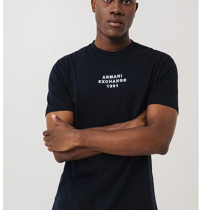 Тениска с овално деколте и лого ARMANI EXCHANGE