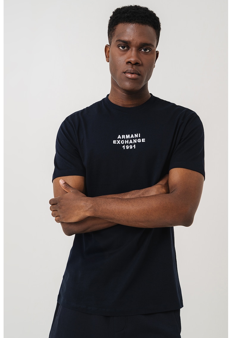 Тениска с овално деколте и лого ARMANI EXCHANGE