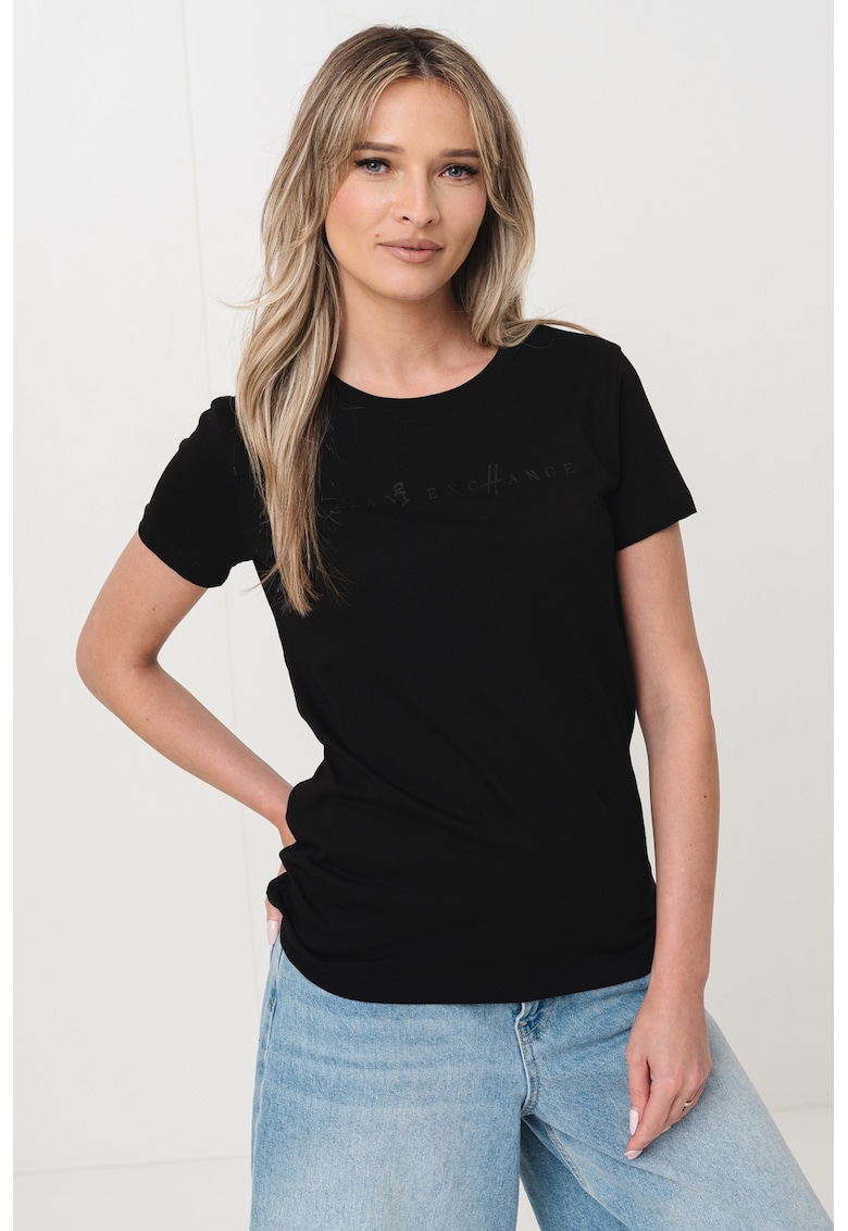 Тениска с овално деколте и лого ARMANI EXCHANGE