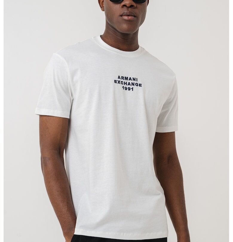 Тениска с овално деколте и лого ARMANI EXCHANGE