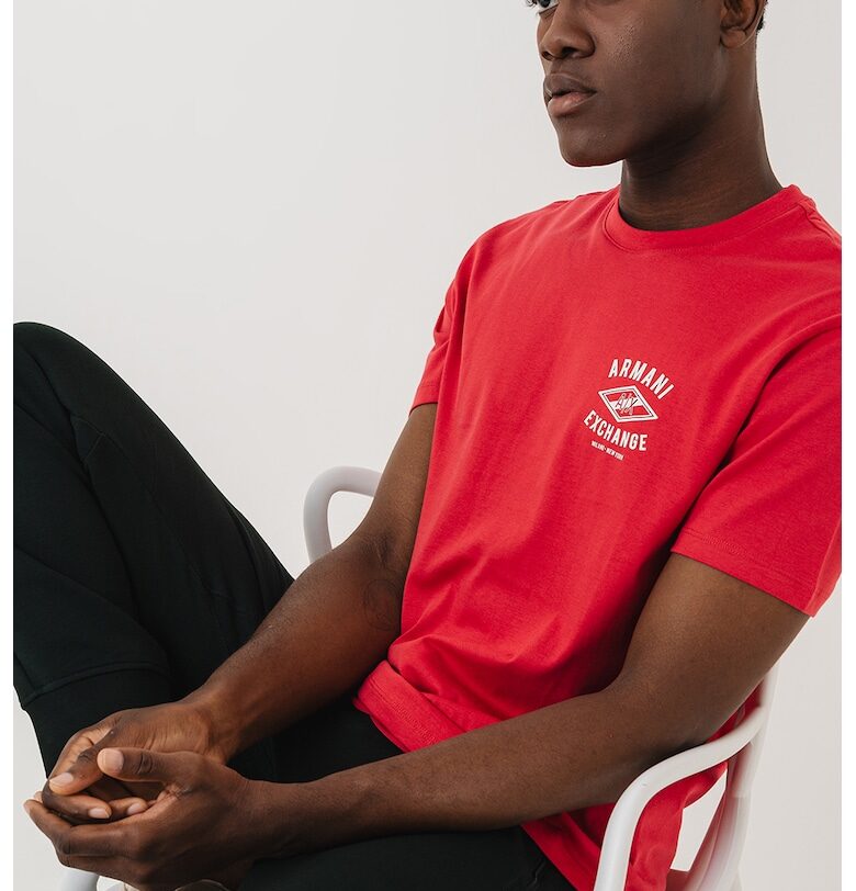 Тениска с овално деколте и лого ARMANI EXCHANGE