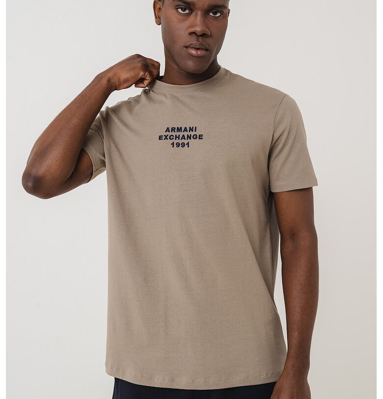 Тениска с овално деколте и лого ARMANI EXCHANGE