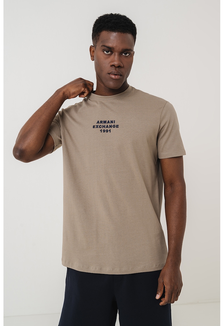 Тениска с овално деколте и лого ARMANI EXCHANGE