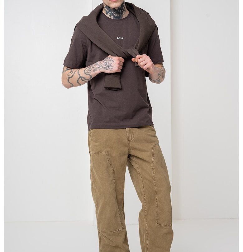 Тениска с овално деколте и лого BOSS