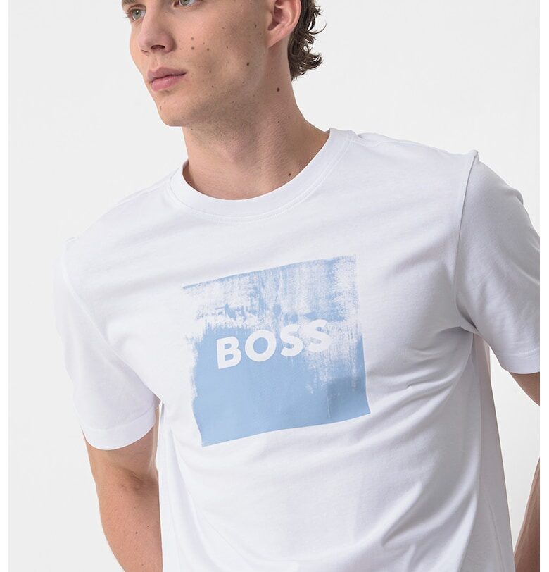 Тениска с овално деколте и лого BOSS