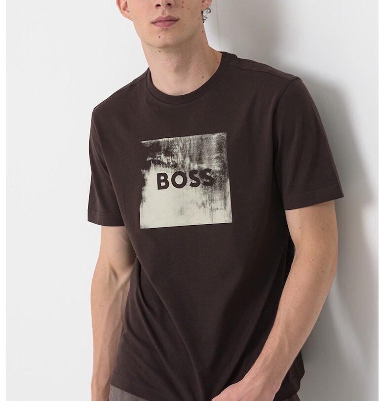 Тениска с овално деколте и лого BOSS