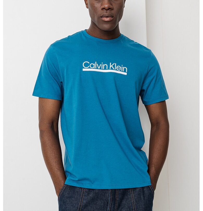 Тениска с овално деколте и лого CALVIN KLEIN