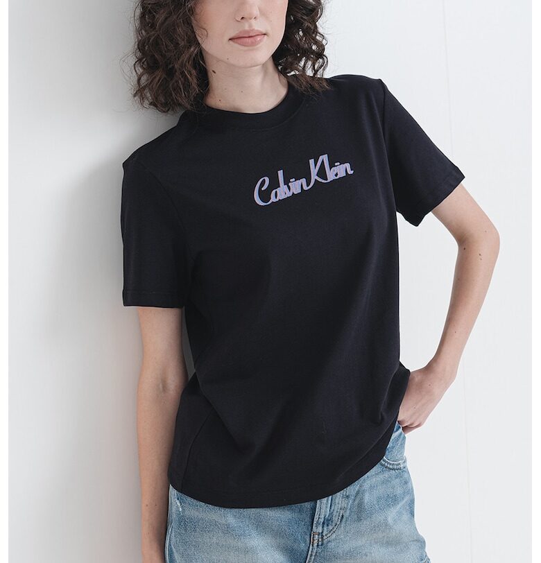 Тениска с овално деколте и лого CALVIN KLEIN JEANS