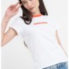 Слим тениска с лого и шарка CALVIN KLEIN JEANS