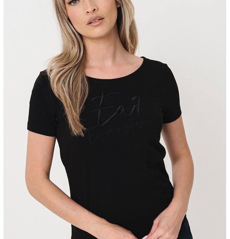 Тениска с овално деколте и лого EA7