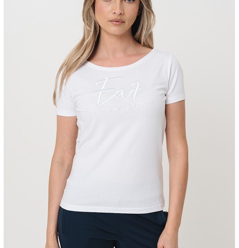 Тениска с овално деколте и лого EA7