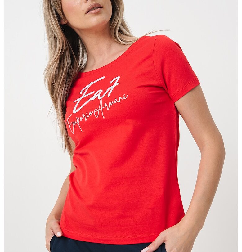 Тениска с овално деколте и лого EA7