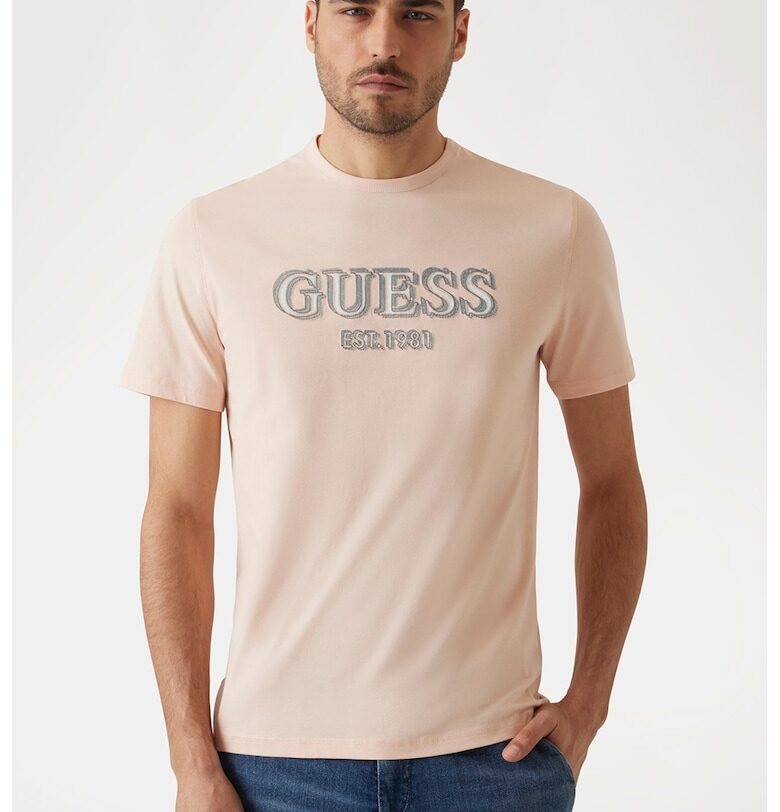 Тениска с овално деколте и лого GUESS