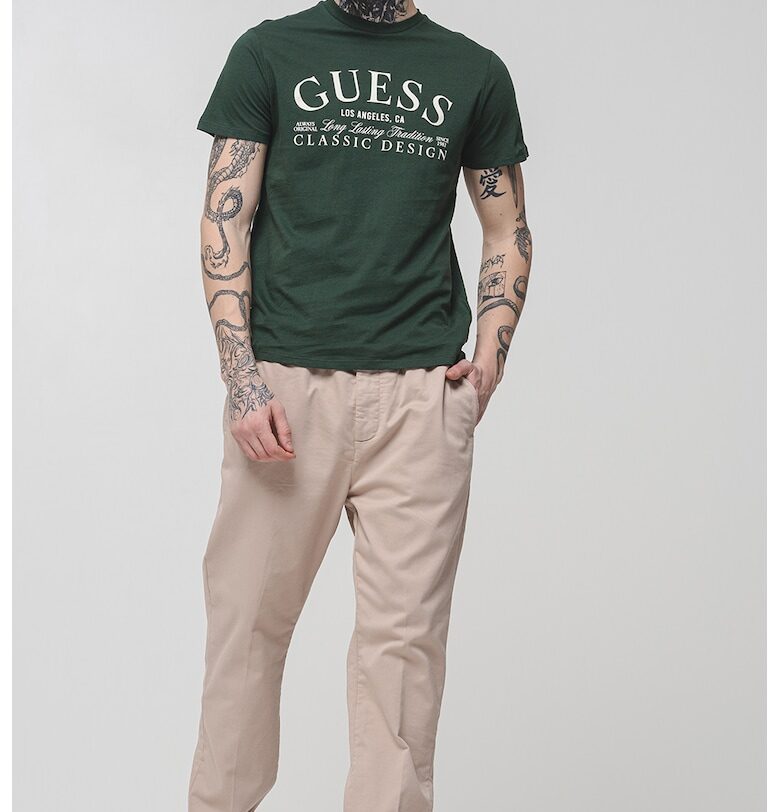 Тениска с овално деколте и лого GUESS