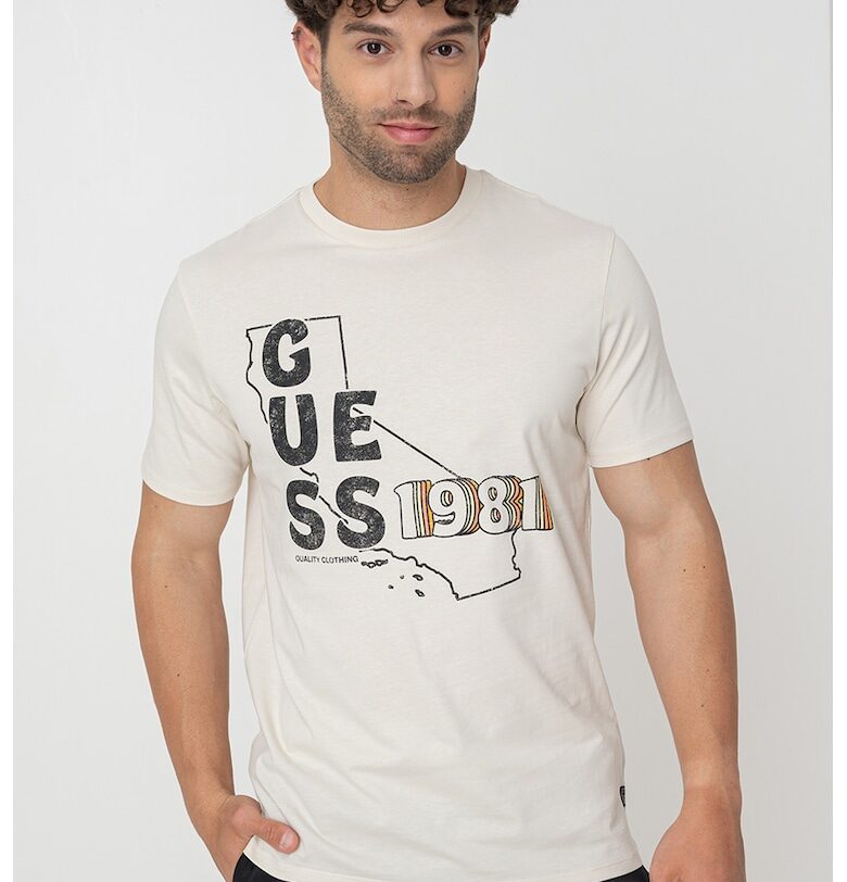 Тениска с овално деколте и лого GUESS
