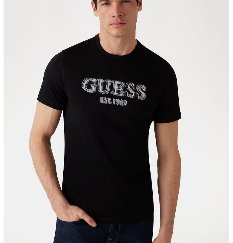 Тениска с овално деколте и лого GUESS
