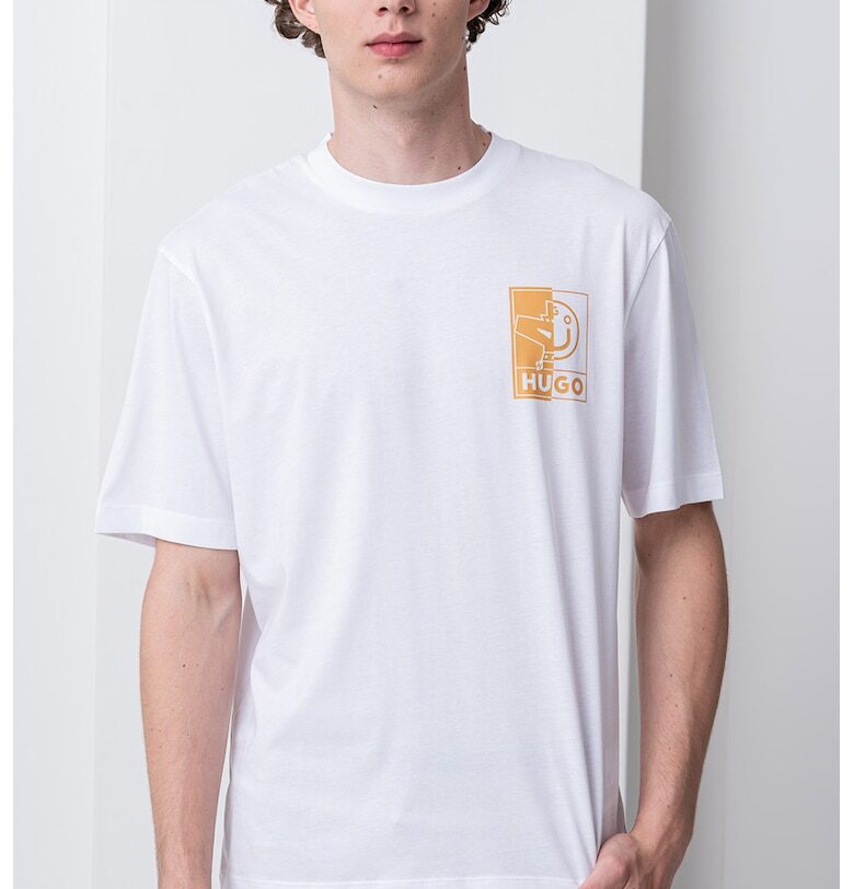 Тениска с овално деколте и лого HUGO