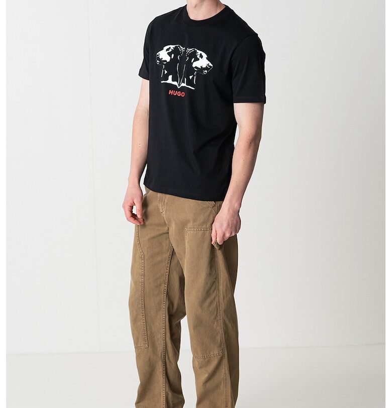 Тениска с овално деколте и лого HUGO