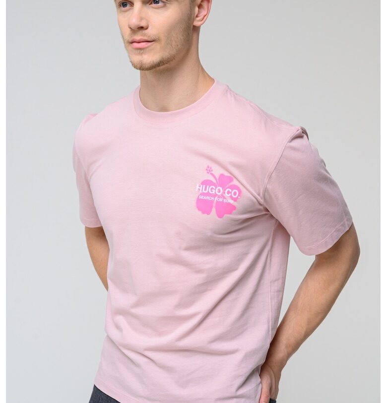 Тениска с овално деколте и лого HUGO