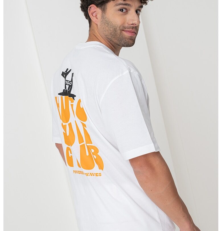 Тениска с овално деколте и лого HUGO