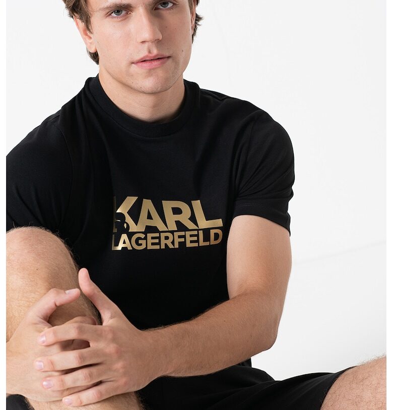 Тениска с овално деколте и лого Karl Lagerfeld