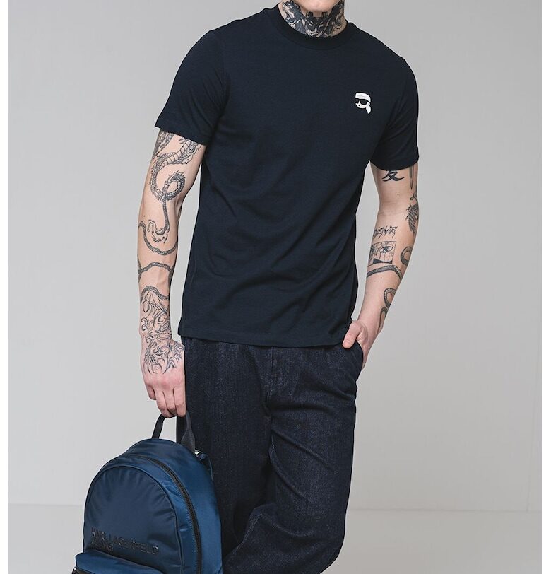 Тениска с овално деколте и лого Karl Lagerfeld