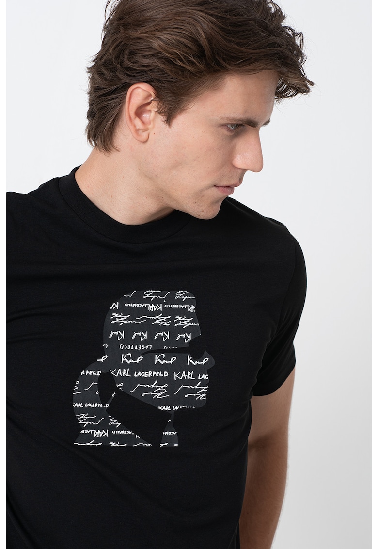 Тениска с овално деколте и лого Karl Lagerfeld