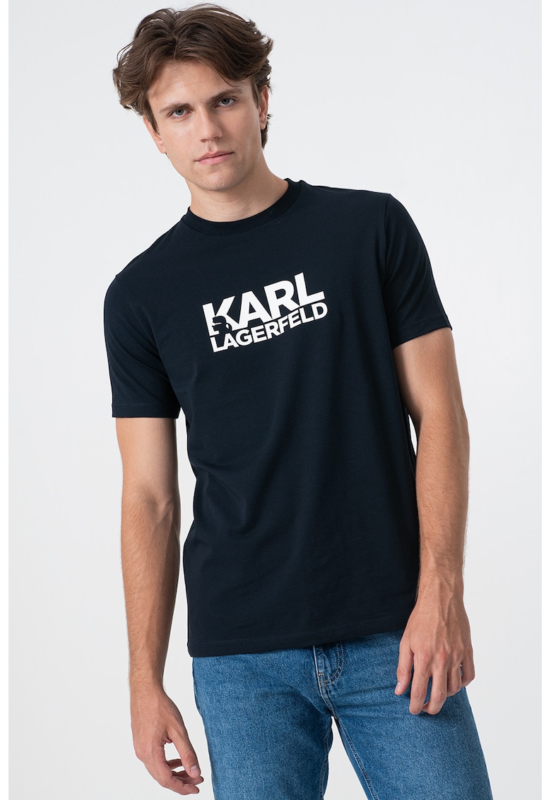 Тениска с овално деколте и лого Karl Lagerfeld