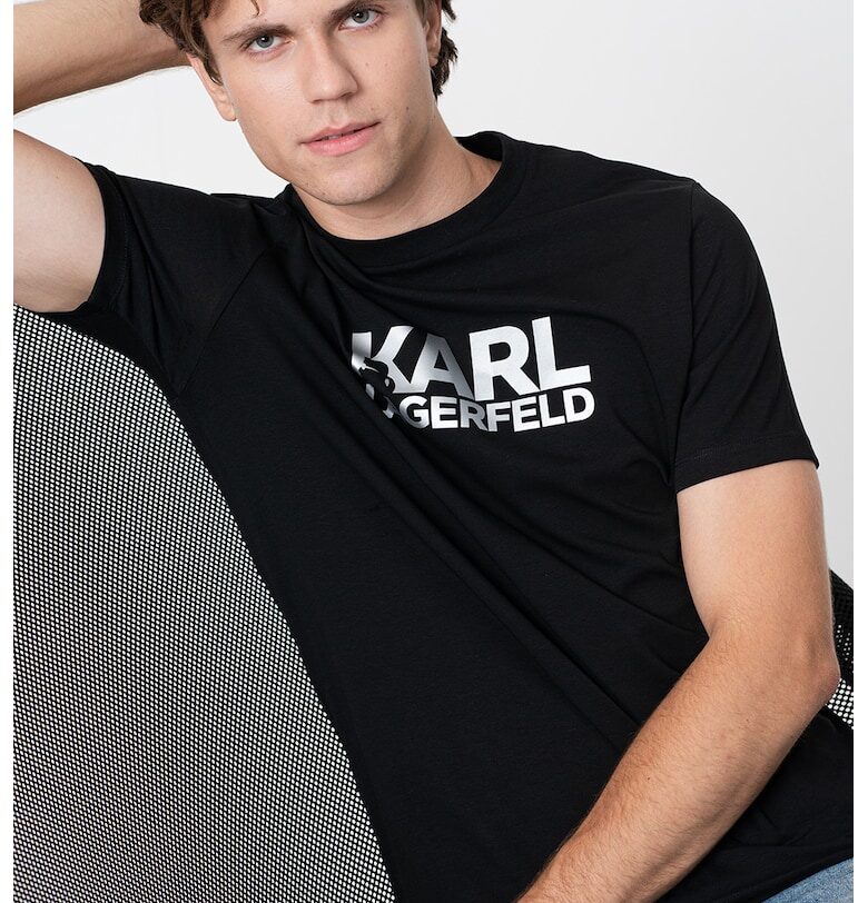 Тениска с овално деколте и лого Karl Lagerfeld