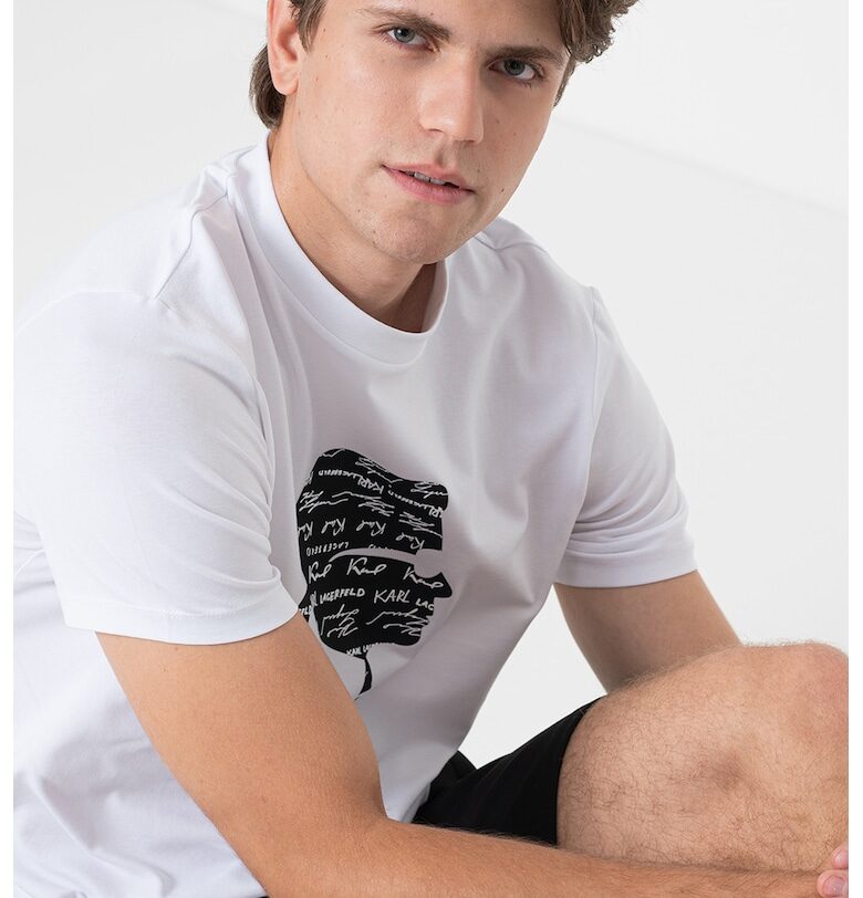 Тениска с овално деколте и лого Karl Lagerfeld