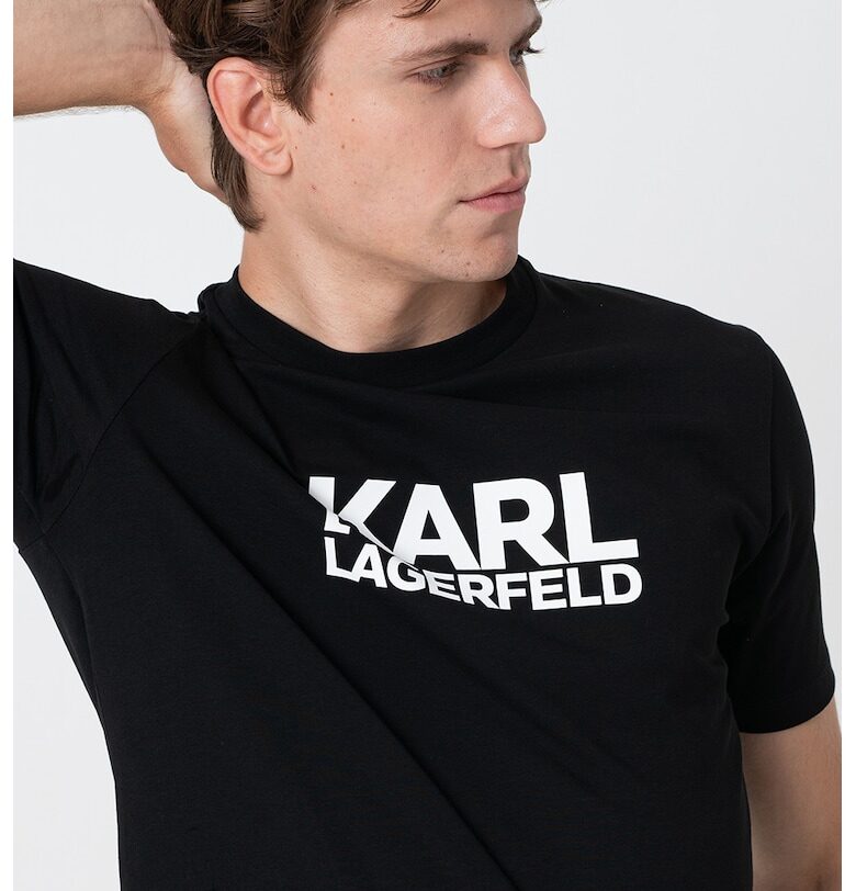 Тениска с овално деколте и лого Karl Lagerfeld