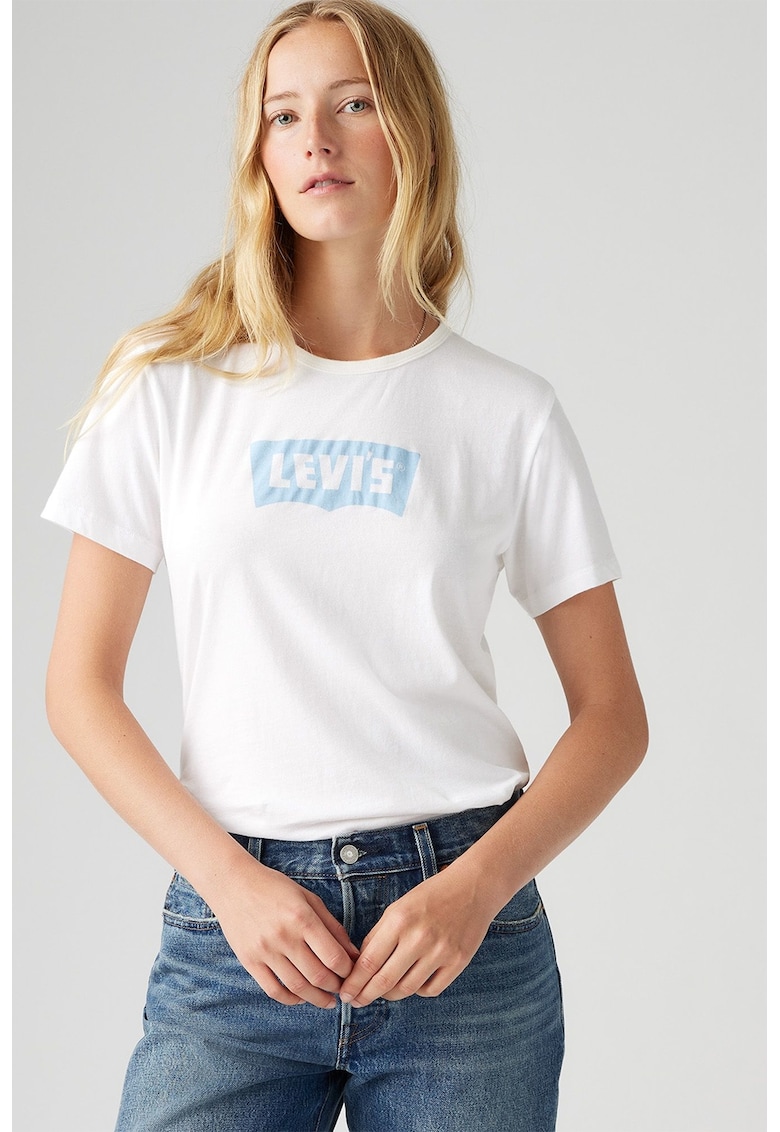 Тениска с овално деколте и лого Levis