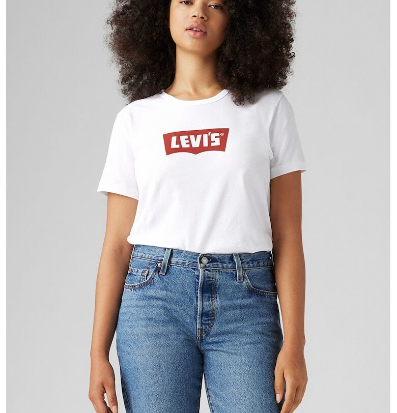 Тениска с овално деколте и лого Levis