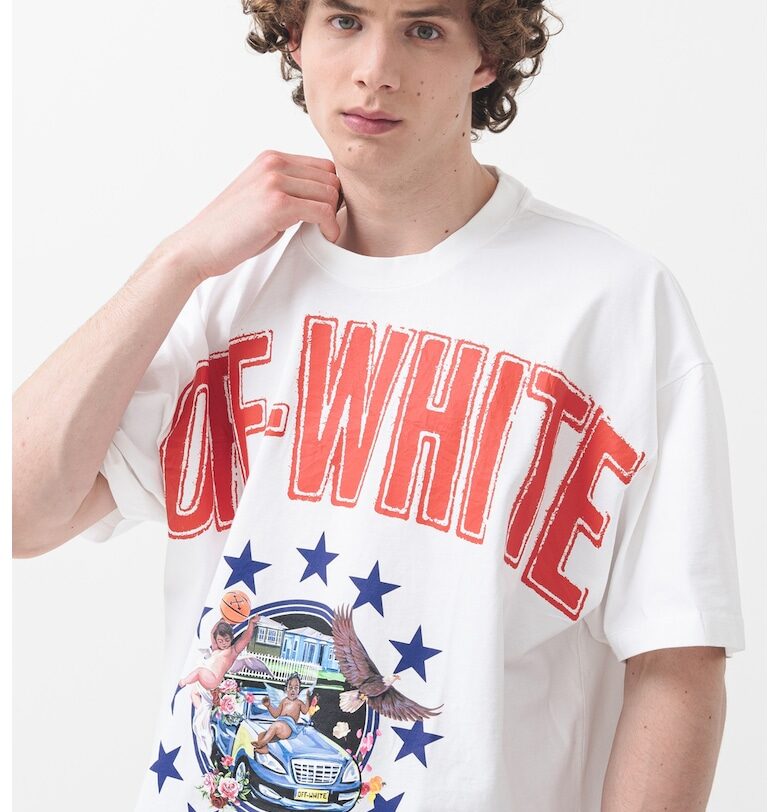 Тениска с овално деколте и лого OFF-WHITE