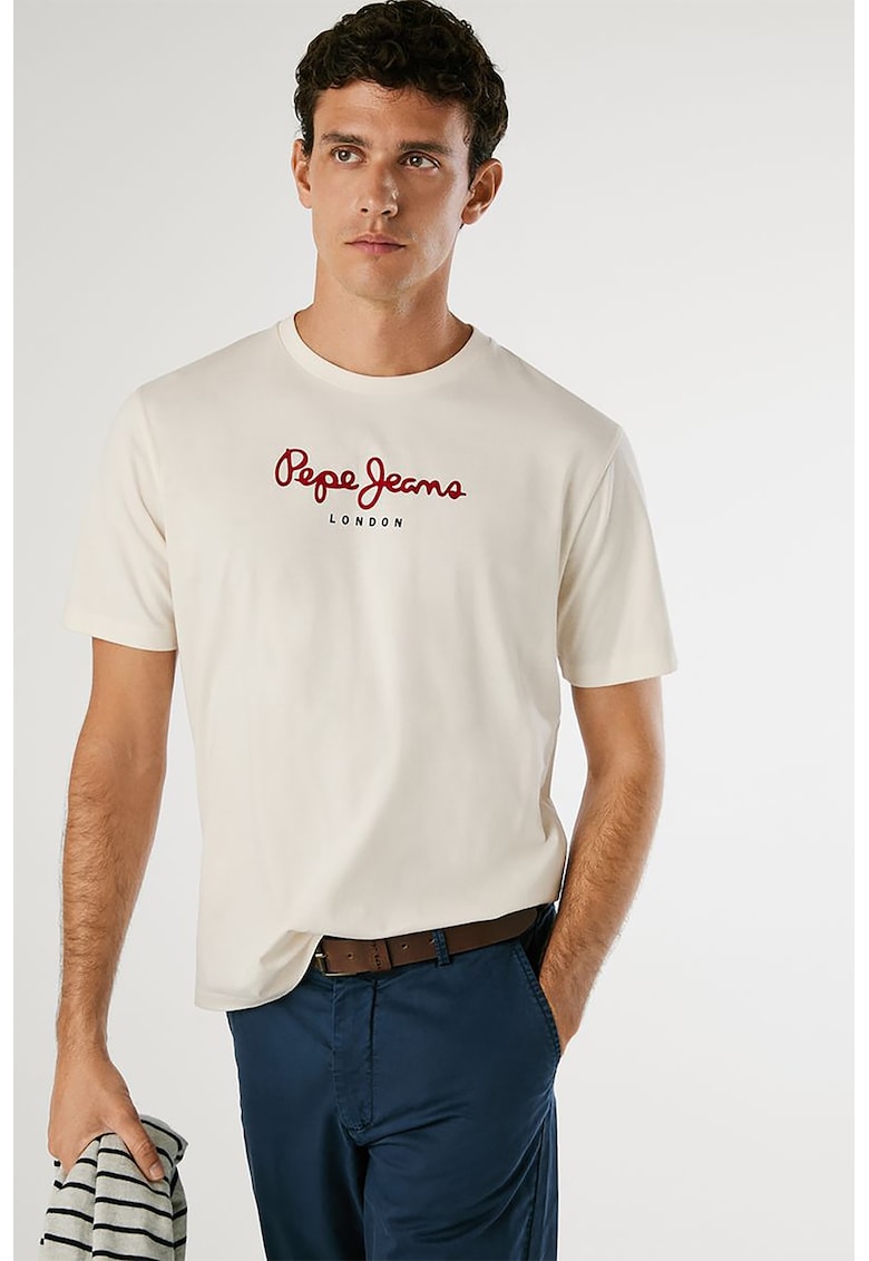 Тениска с овално деколте и лого Pepe Jeans London
