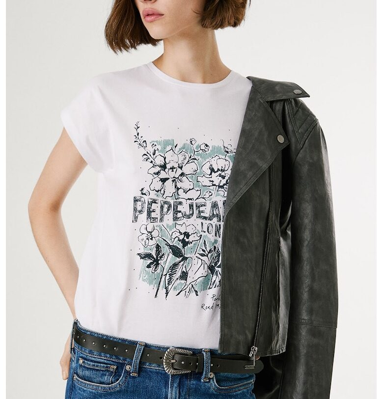 Тениска с овално деколте и лого Pepe Jeans London