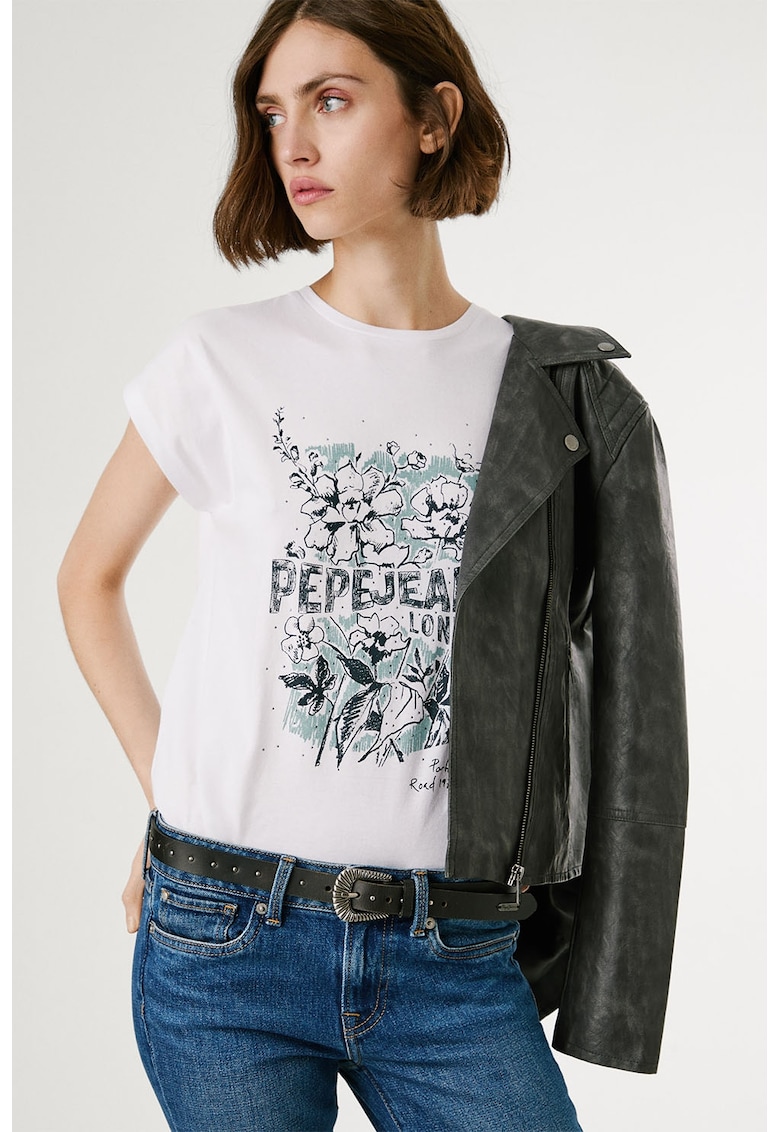 Тениска с овално деколте и лого Pepe Jeans London