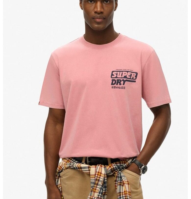 Тениска с овално деколте и лого SUPERDRY
