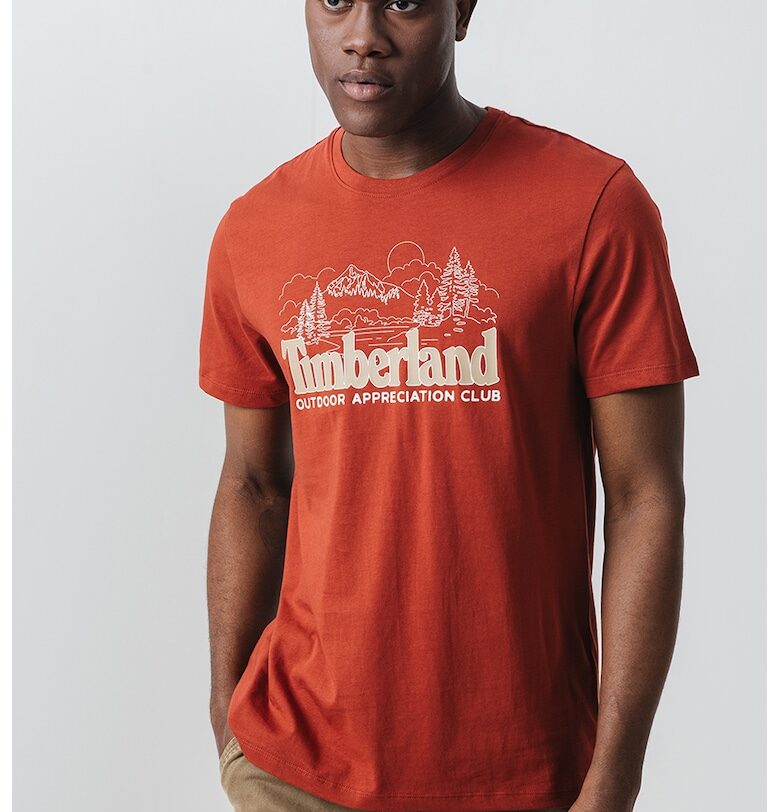 Тениска с овално деколте и лого Timberland