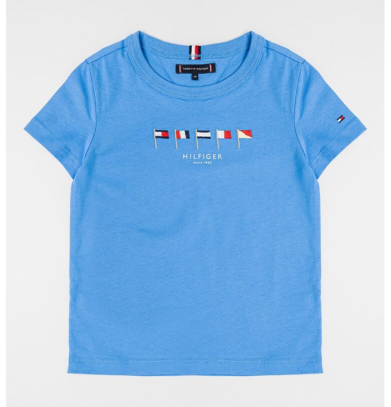 Тениска с овално деколте и лого Tommy Hilfiger