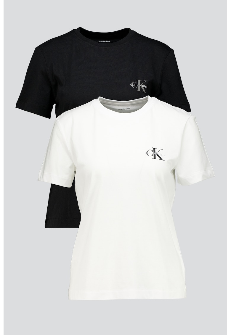 Тениска с овално деколте и лого на гърдите - 2 броя CALVIN KLEIN JEANS