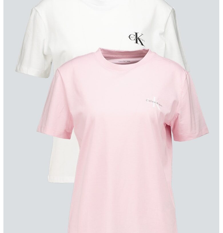 Тениска с овално деколте и лого на гърдите - 2 броя CALVIN KLEIN JEANS