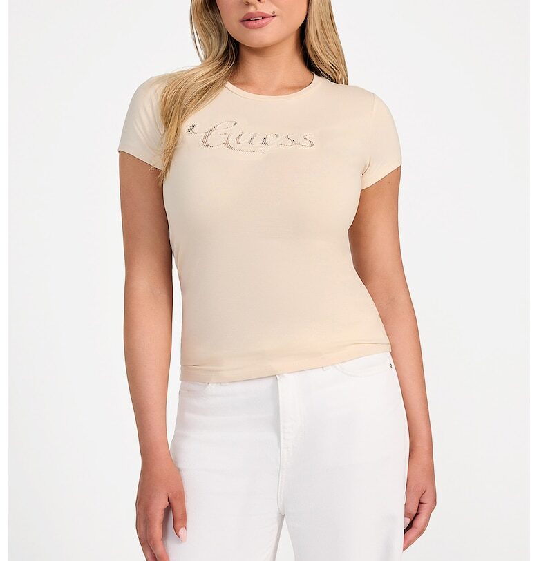 Тениска с овално деколте и лого на гърдите GUESS