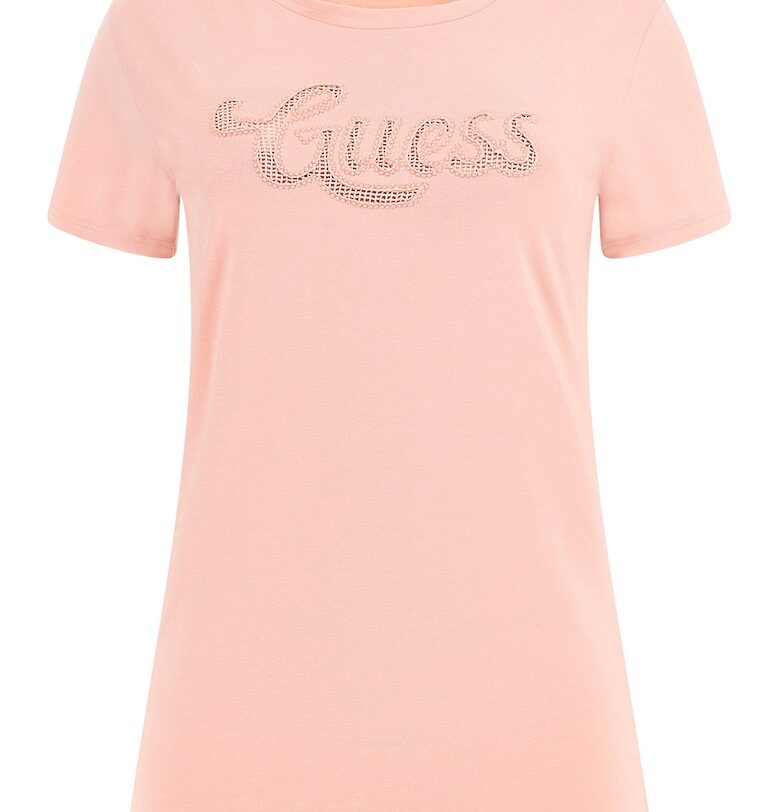 Тениска с овално деколте и лого на гърдите GUESS