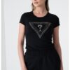 Тениска с овално деколте и лого от декоративни камъни GUESS
