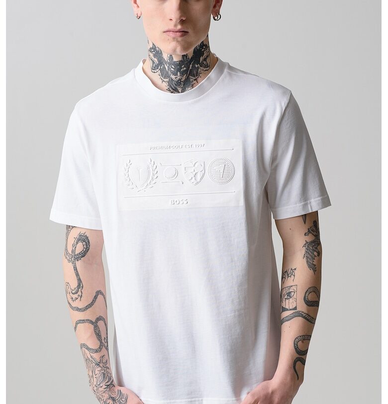 Тениска с овално деколте и паднали ръкави BOSS